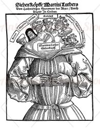 Satiric flyer – The seven heads of Martin Luther