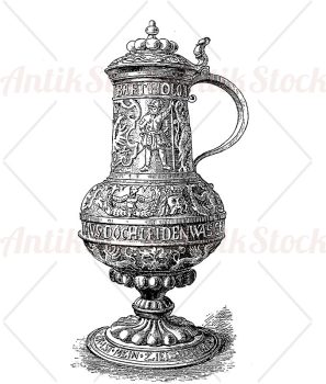 Embossed copper mug XVI century