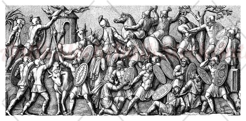 Massacre by hand of Roman soldiers Marcus Aurelius column
