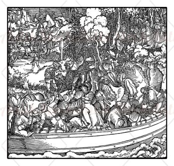 Feudal landowners robbing travelers by Hans Schauffelein 1532