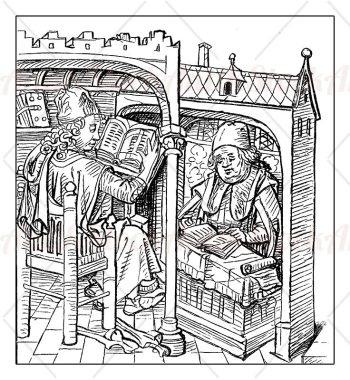 Middle ages scholars studying
