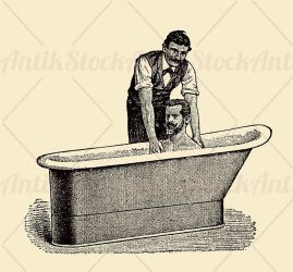 Bathing therapy vintage illustration
