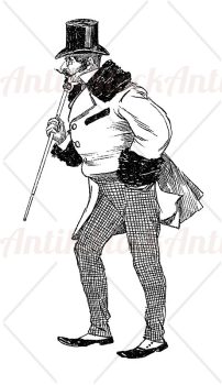 Man of weathy elegance caricature 19th century