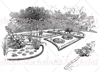 Landscaping ornamental garden