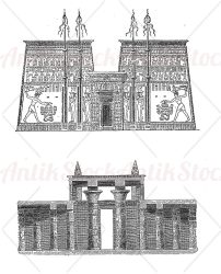 Ancient Egypt Edfu temple and Amun temple