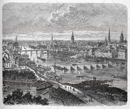 Bremen city view 19th century