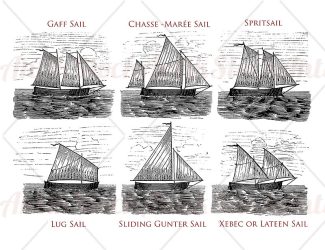 Sailboats with different kind of sail