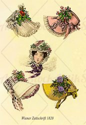 Decorated hats, Vienna magazine, 1820