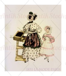 Fashionable lady with girl, Paris 1831