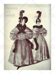 Two ladies with winter cape coats and muffs, 1832