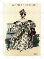 1834 fashion, lady with floral dress