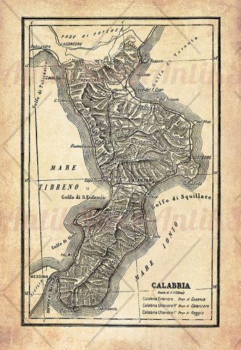 Vintage Map of Calabria