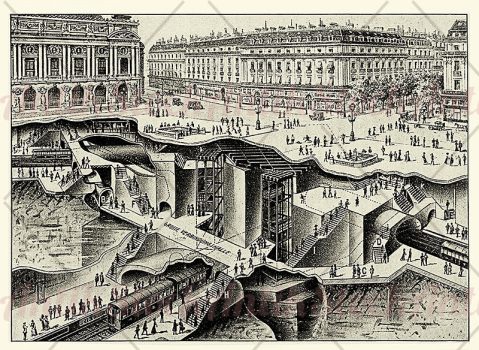 Paris – metro map under the opera house