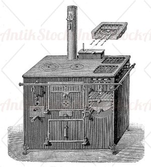 Gas coal coke fueled stove XIX century