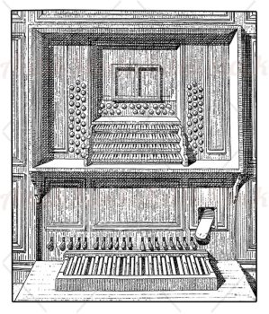 Wooden pipe organ console